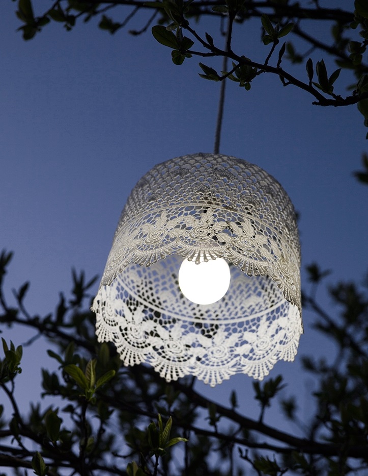 Battery Powered Lacy Lampshade - Rose Border (1)