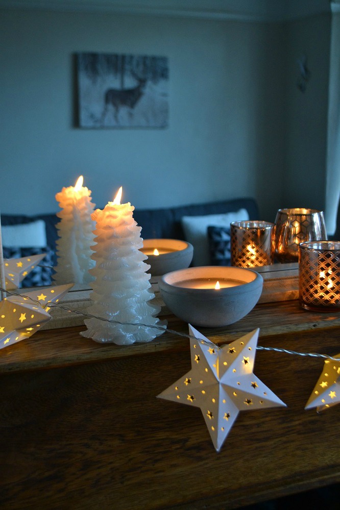 White Christmas candles