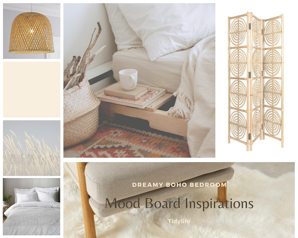 Boho bedroom mood board