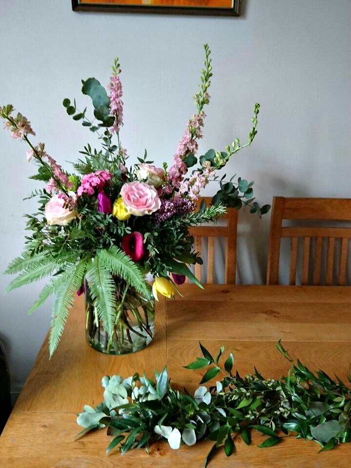 Making a bouquet and garland