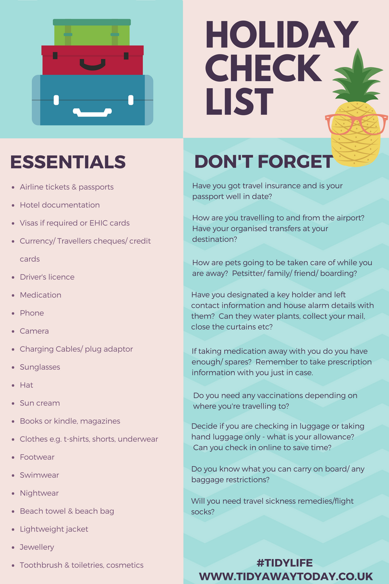 Tick off holiday checklist