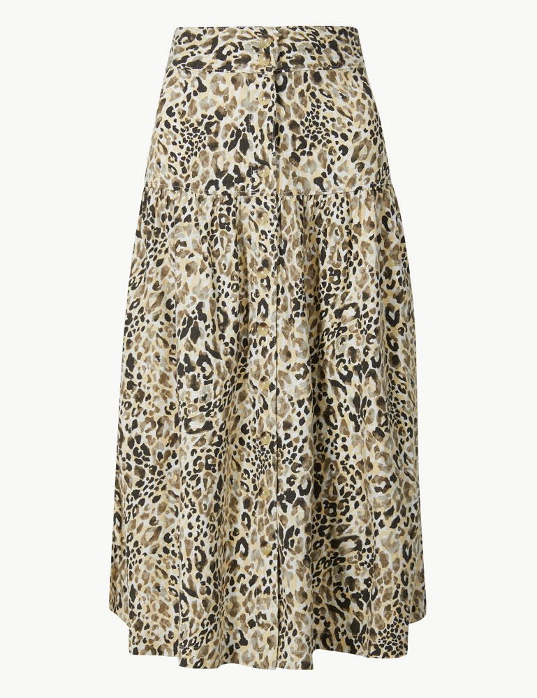 linen skirt leopard