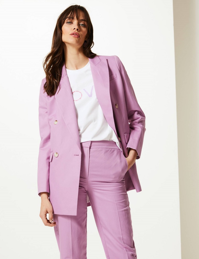 Pink linen rich suit