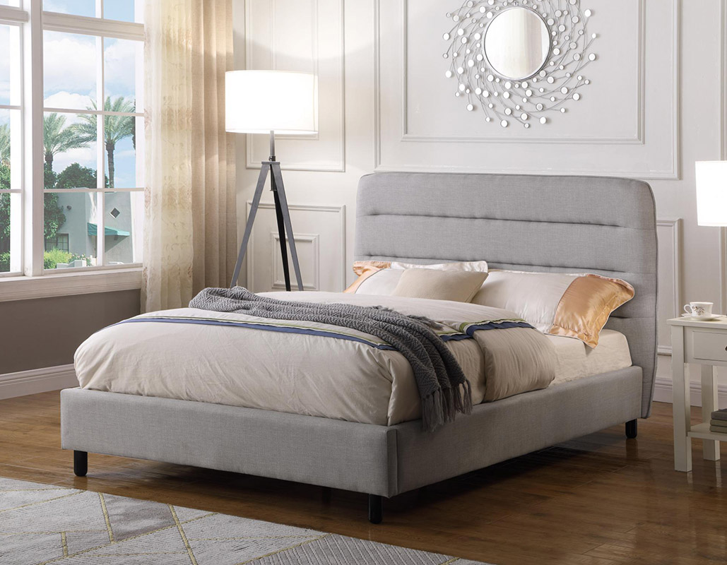 Contemporary grey fabric bed