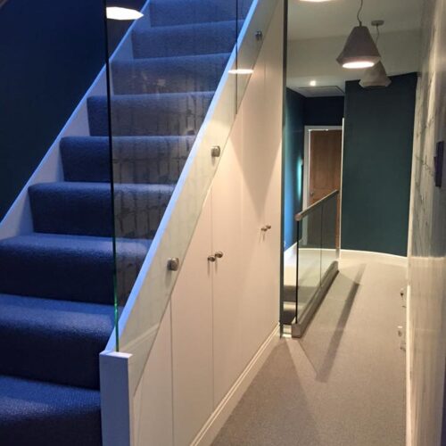 Glass balustrade loft stairs