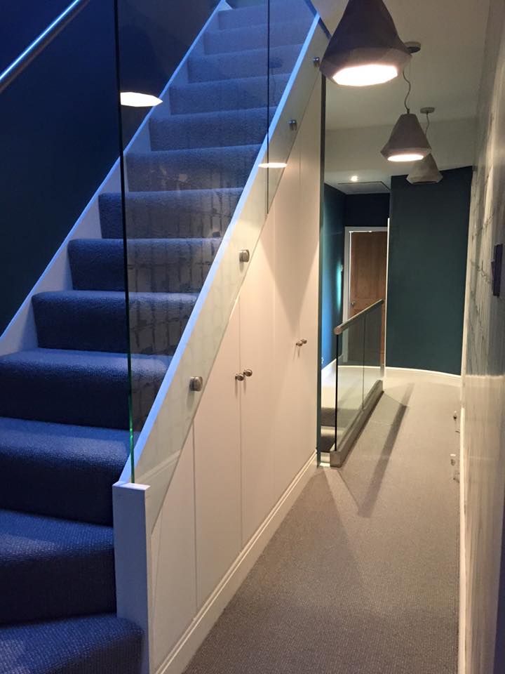 Glass balustrade loft stairs